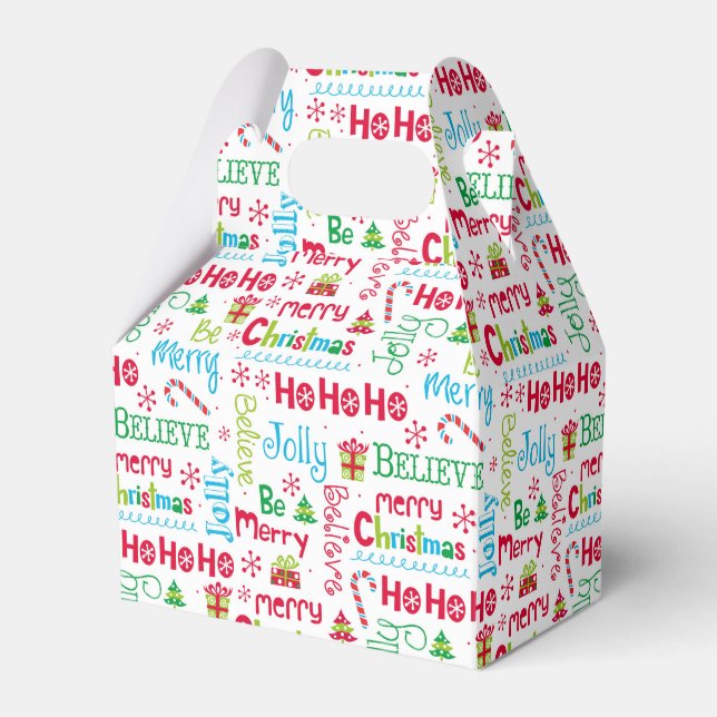 Merry Christmas Whimsical Modern Jolly Typography Favor Box (Front Side)