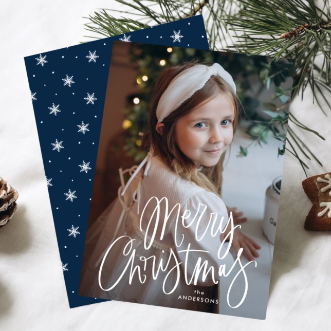 Merry Christmas Whimsical Script Photo Holiday Card (Creator Uploaded)