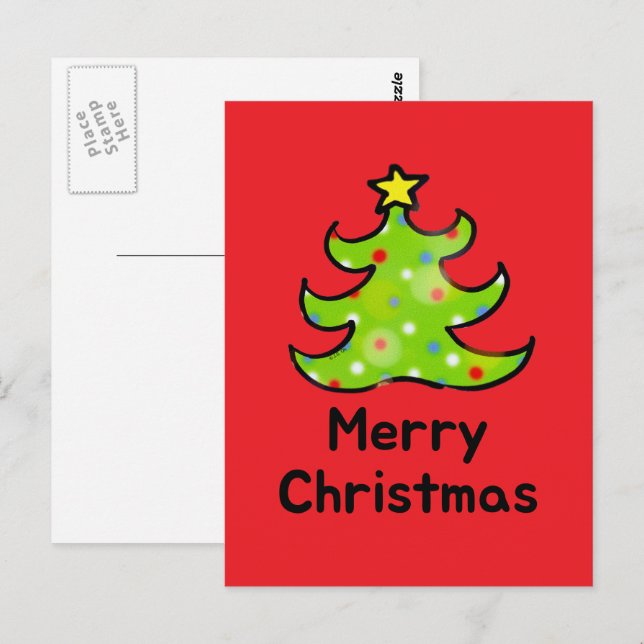 Merry Christmas Whimsical Tree  Postcard (Front/Back)