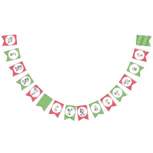 Merry Christmas whimsical typography pretty Bunting Flags