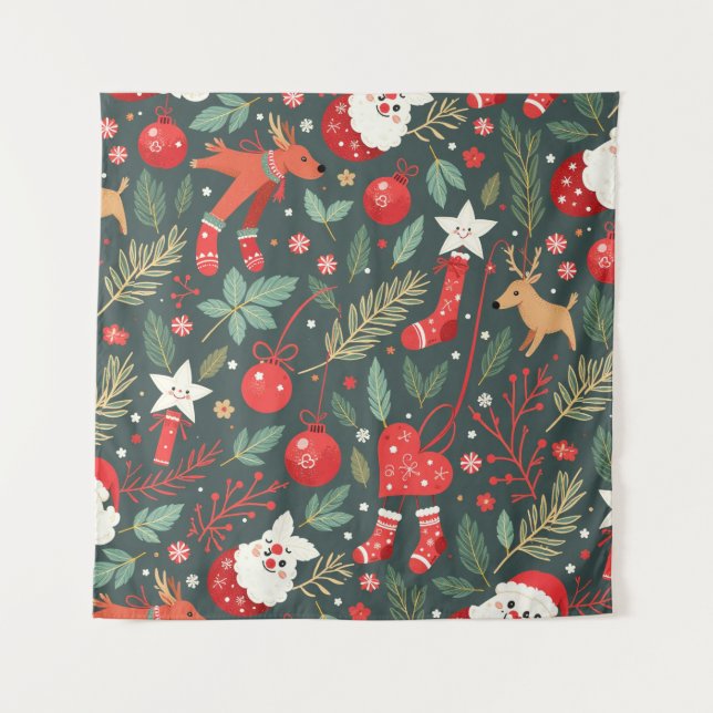 Merry Christmas Whimsy Tapestry (Front)