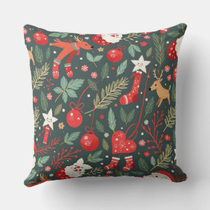 Merry Christmas Whimsy Throw Pillow