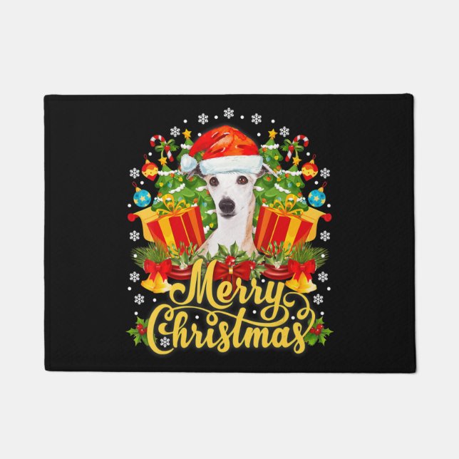 Merry Christmas Whippet Mom Dad Xmas Doormat (Front)