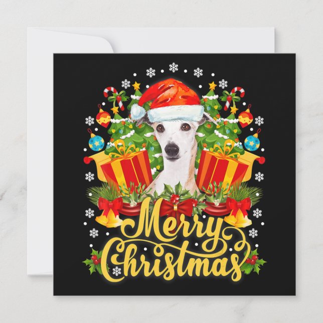 Merry Christmas Whippet Mom Dad Xmas Invitation (Front)