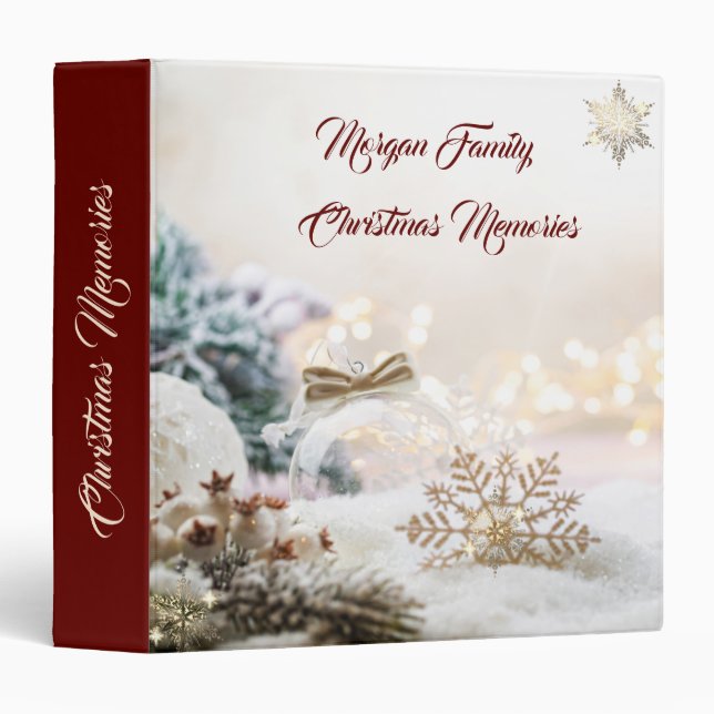 Merry Christmas White Balls Snowflakes  Binder (Front/Spine)
