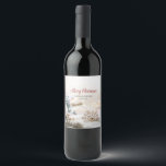 Merry Christmas White Balls Snowflakes Wine Label<br><div class="desc">Gold snowflakes,  and white Christmas balls.</div>