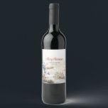 Merry Christmas White Balls Snowflakes Wine Label<br><div class="desc">Gold snowflakes,  and white Christmas balls.</div>