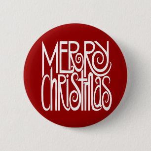 Merry Christmas White Button