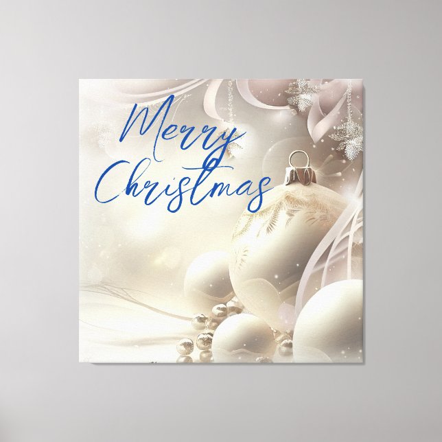 Merry Christmas White Christmas Ornaments  Canvas Print (Front)