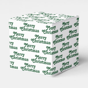 Merry Christmas white dark green cute text pattern Favor Box