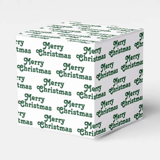 Merry Christmas white dark green cute text pattern Favor Box (Front Side)