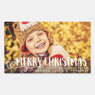Merry Christmas White Holiday Photo Overlay Sticker