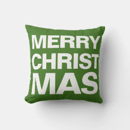 MERRY CHRISTMAS - white on red and white on green Throw Pillow