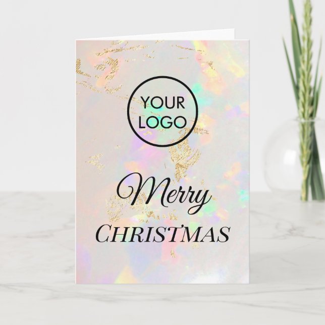 Merry Christmas white opal texture card (Front)