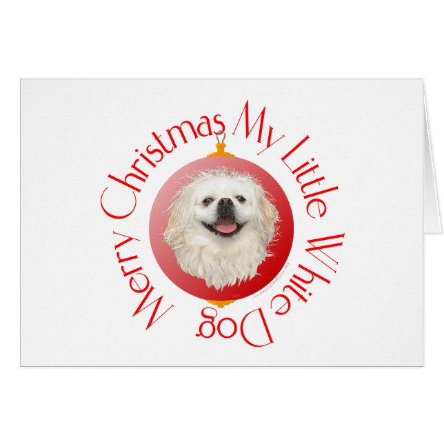Merry Christmas White Pekingese (Front Horizontal)