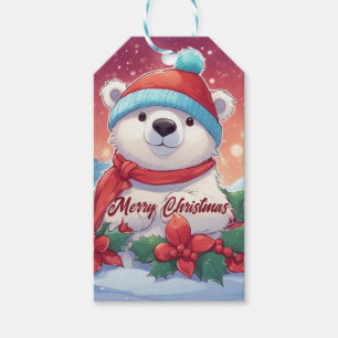 Merry Christmas White Polar Bear Gift Tags