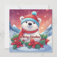 Merry Christmas White Polar Bear