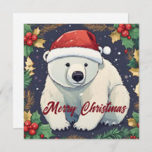 Merry Christmas White Polar Bear 
