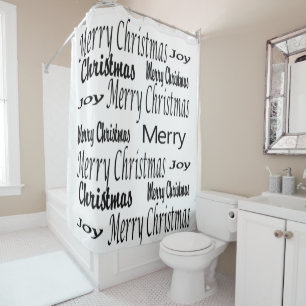 Merry Christmas White Shower Curtain 