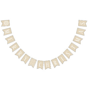 Merry Christmas White Text Bunting Flags