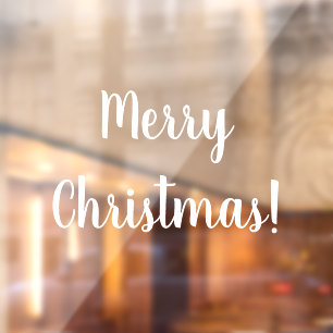 Merry Christmas White Typography Script Festive Window Cling