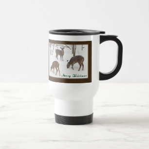 Merry Christmas Whitetail Deer In Snow Travel Mug