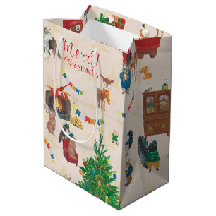 Merry Christmas Wildlife Fun  Medium Gift Bag
