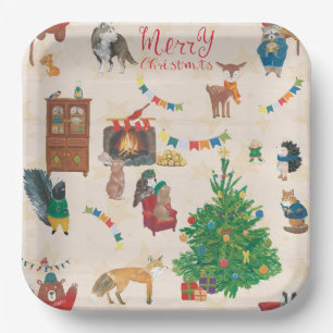 Merry Christmas Wildlife Fun Paper Plate