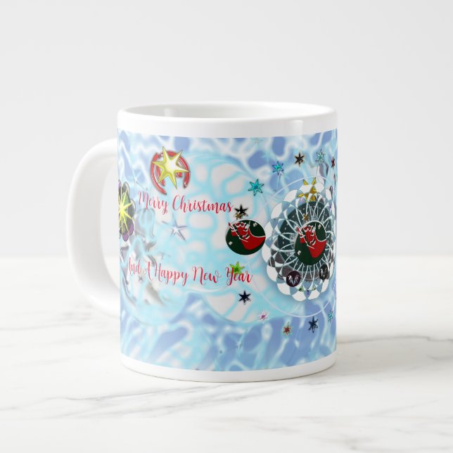 Merry Christmas Wind Santa Claus Sock Large Coffee Mug (Front Left)
