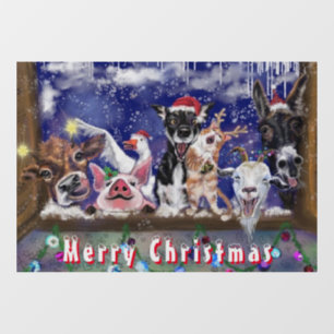 Merry Christmas Window Cling Animal Party Funny