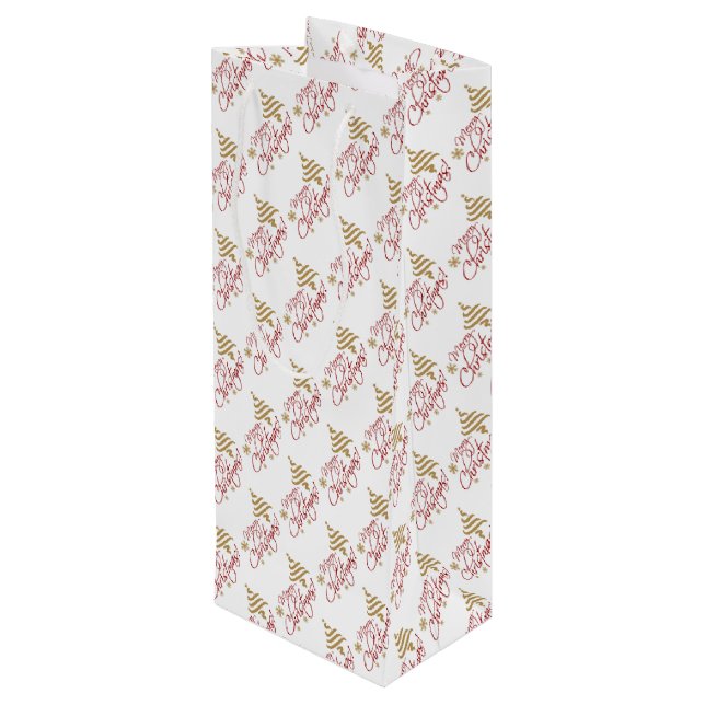 Merry Christmas Wine Gift Bag (Back Angled)