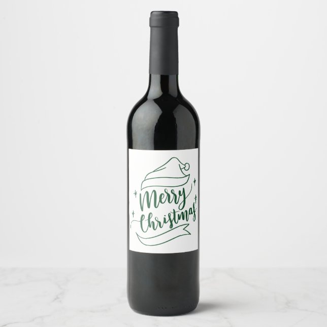 Merry Christmas Wine lable Wine Label (Front)