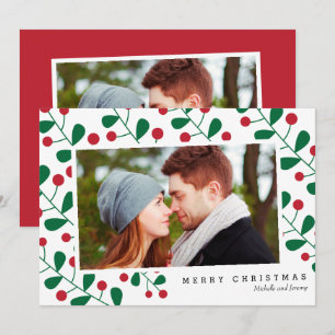 Merry Christmas Winter Berries Photo Card Holidays