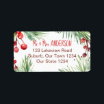 Merry Christmas winter berries pines wreath Label<br><div class="desc">Merry Christmas watercolor winter berries pines wreath address labels ,  rustic pine branches with winter berries and pine cones</div>