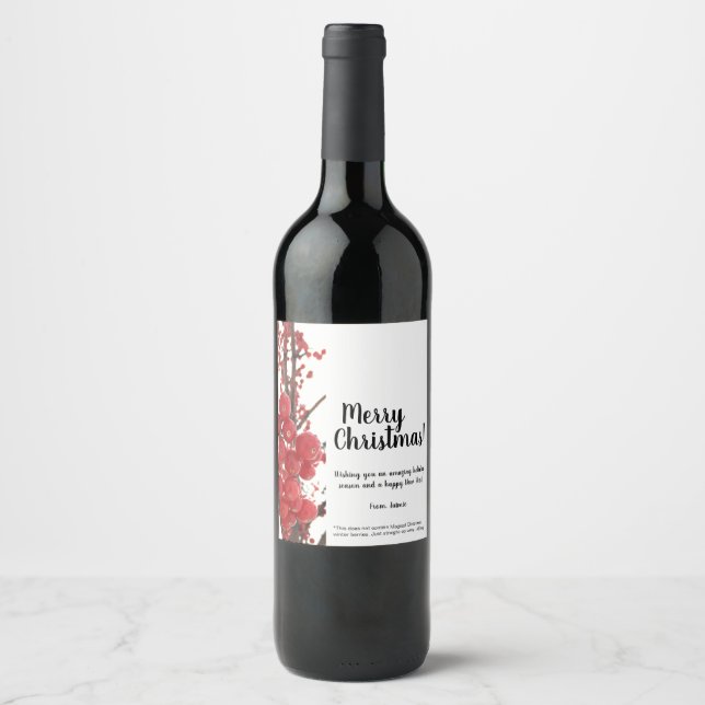 Merry Christmas, Winter Berries Wine Label (Front)
