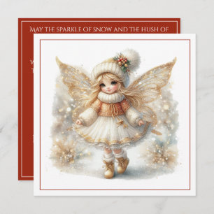 Merry Christmas – Winter Fairy with Golden Wings &