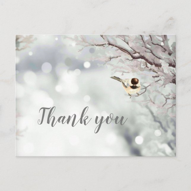 Merry Christmas Winter Frost Bird Thanks Holiday Postcard (Front)