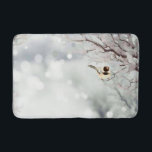 Merry Christmas Winter Frost Bird Traditional Bath Mat<br><div class="desc">If you like the traditional things of Christmas like  wintery,  frosty,  trees and cute,  little,  friendly,  birds; Chickadees in this case.  Then this is the art for you</div>