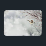 Merry Christmas Winter Frost Bird Traditional Bath Mat<br><div class="desc">If you like the traditional things of Christmas like  wintery,  frosty,  trees and cute,  little,  friendly,  birds; Chickadees in this case.  Then this is the art for you</div>