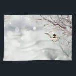 Merry Christmas Winter Frost Bird Traditional Kitchen Towel<br><div class="desc">If you like the traditional things of Christmas like  wintery,  frosty,  trees and cute,  little,  friendly,  birds; Chickadees in this case.  Then this is the art for you</div>