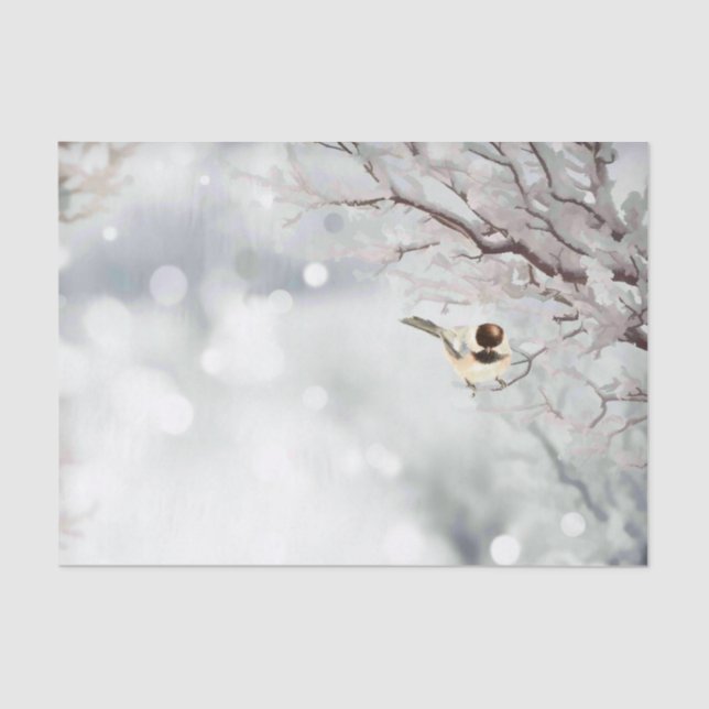 Merry Christmas Winter Frost Bird Traditional Tissue Paper (Front)