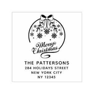 Merry Christmas Winter Holiday Name Return Address Self-inking Stamp