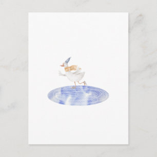 Merry Christmas Winter Ice Skating Goose Postcard