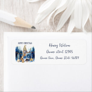 Merry Christmas Winter Lady Gnome Blue Forest