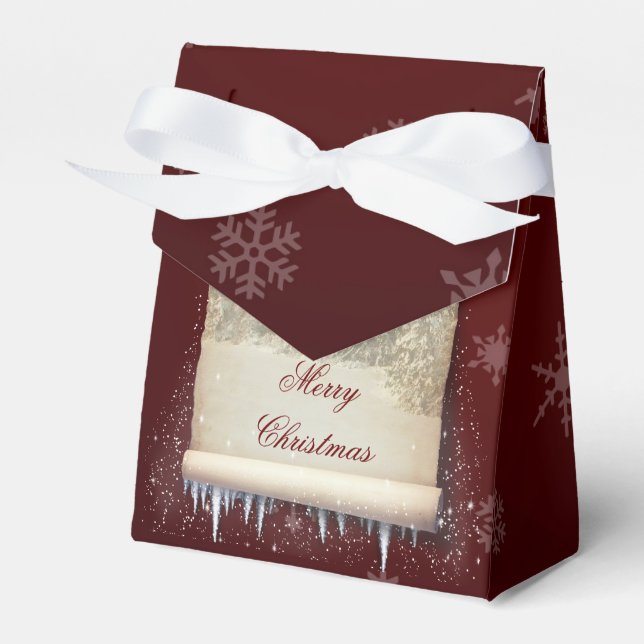 Merry Christmas Winter Parchment Illustration Favor Box (Front Side)