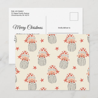 Merry Christmas winter party Santa face nursery  Postcard