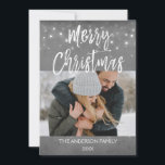 Merry Christmas Winter Photo Card<br><div class="desc">Rustic Merry Christmas Charcoal Grey Hand Lettered Script Snowflake Holiday Winter Photo Card. The photo and text of this hand lettered brush script can be updated and customized with your photo and name.</div>