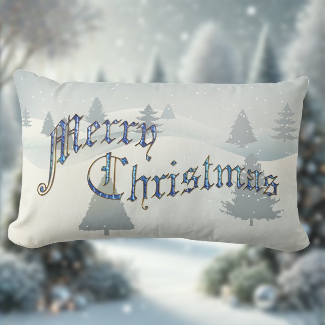 Merry Christmas Winter Scene Lumbar Pillow (Creator Uploaded)