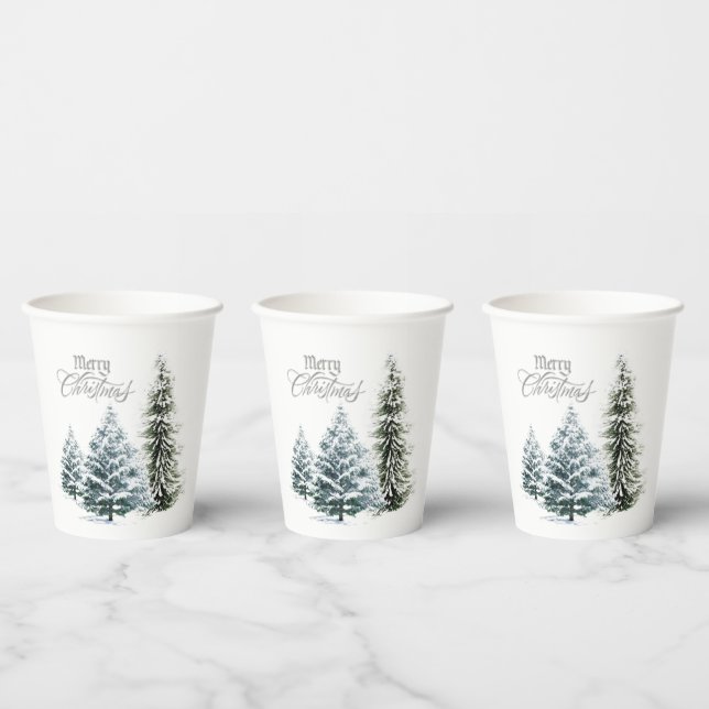 Merry Christmas Winter Scene Paper cup (Multi)