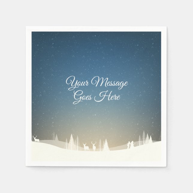  Merry Christmas Winter Snow Scene Personalized Napkin (Front)